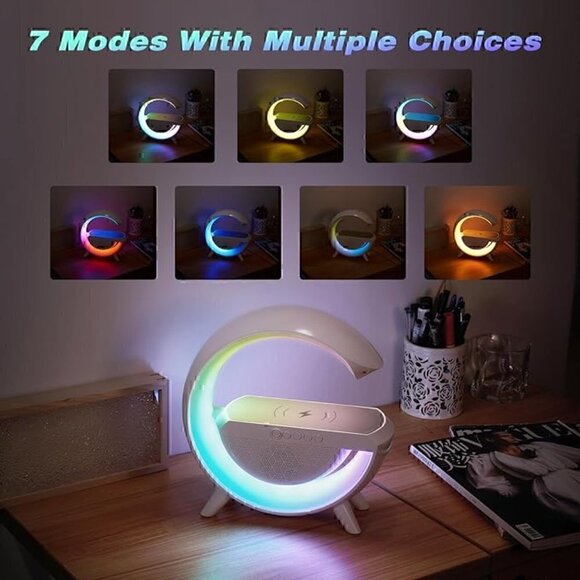 Bluetooth Speaker Night Lights Wireless Phone Charger Station FM Radio Lamp Gift - Picture 3 of 8